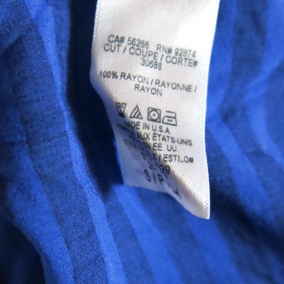 SPLENDID Elastic Waist Stripe 3/4 Sleeve Hi Lo Top Blouse - Size Petite Small - Picture 7 of 7